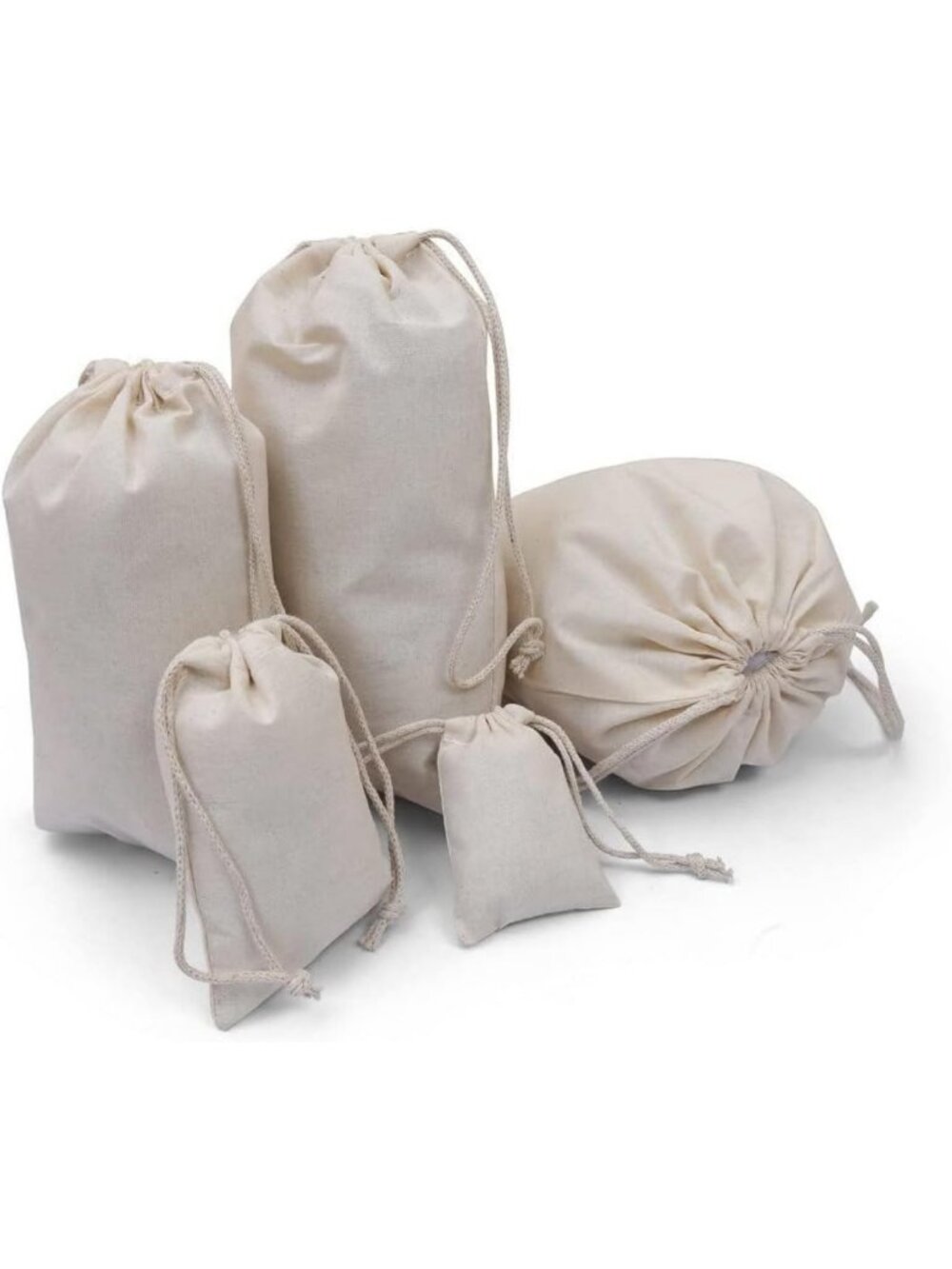 100 Pcs Reusable Cotton Muslin Drawstring Bags - Eco-Friendly Gift & Storage